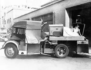 Lorry Prints: Damaged heavy unit at NFS, London Regional HQ, WW2