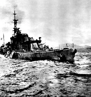 The Damaged HMS Saumarez off Albania, 1946