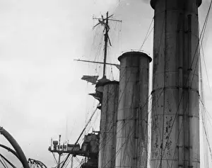 Falkland Prints: Damaged mast, HMS Kent, Battle of Falkland Islands, WW1