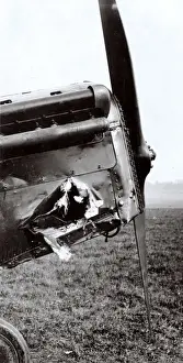 Damaged SE5 biplane, Northern France, WW1