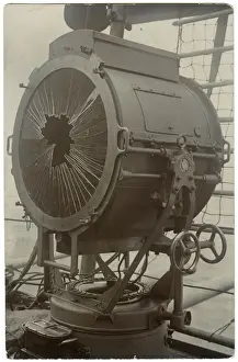 Damaged searchlight, HMS Dreadnought, British battleship