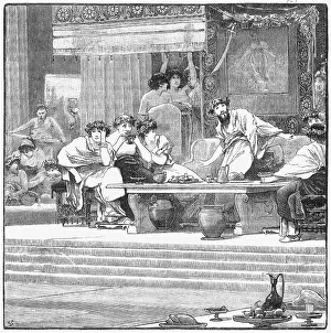 Dionysius Prints: Damocles dines with a sword hanging over his head