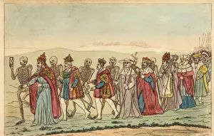 Hans Prints: Dance Macabre of skeletons and kings, cardinals, emperors