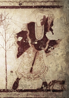 Monterozzi Gallery: Dancer. Detail of a banquet scene. Etruscan art
