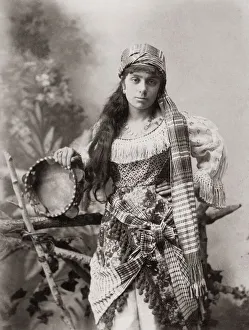 Tambourine Prints: Dancer with tambourine, Egypt, c. 1890