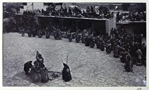 Dancers in front of a monastery, from a fascinating album which reveals new details on a little-known campaign in which a British military force brushed aside Tibetan defences to capture Lhasa, in 1904