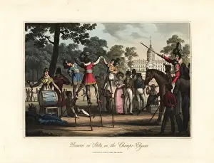 Victorauver Prints: Dancers on stilts in the Champs Elysees