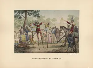 Champs Prints: Dancers on stilts in the Champs Elysees