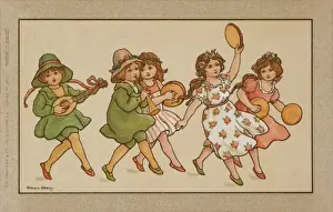 Tambourines Prints: Dancing children