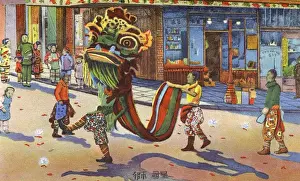 Dragons Prints: Dancing, Chinatown, San Francisco, California, USA