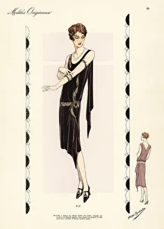 Haute Couture Prints: Dancing frock in black velvet chiffon with crossed back