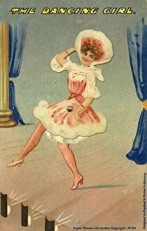 Kicking Gallery: The Dancing Girl - postcard with a central pivot