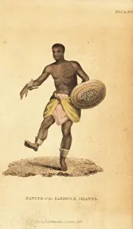 Shoberl Prints: Dancing native man of Hawaii (Sandwich Islands)