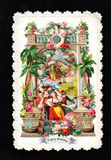 Dancing people on a Christmas card