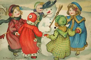 Snowman Prints: Dancing round a snowman