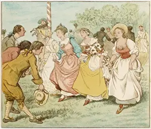 May Pole Prints: Dancing on village green