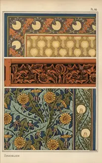 Dandelion in art nouveau patterns