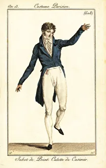 Quadrille Prints: Dandy dancing at a ball, Paris, 1804