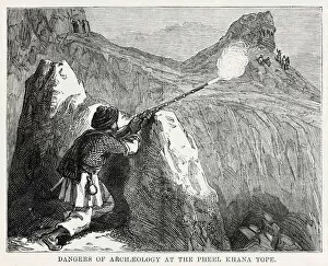 Afghanistan Gallery: Dangers of archaeology at the Pheel Khana Tope, near Jellalabad, Afghanistan, 1879