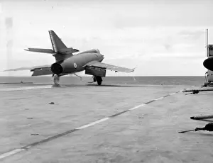 Clemenceau Prints: Dassault Etendard IVM during tests aboard Clemenceau 1960