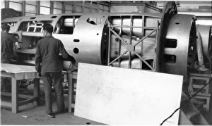 Dassault MD450 Ouragan fuselage during construction