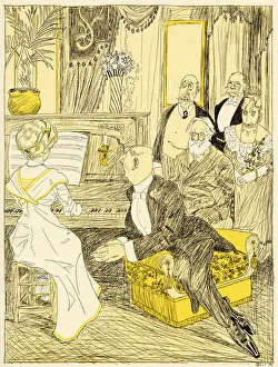 Images Dated 7th April 2021: The daughter of the house plays for a family party Date: 1910