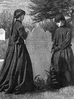 Cemeteries Prints: DAUGHTERS AT GRAVE