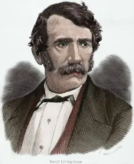 David Livingstone (1813-1873). Engraving. Colored