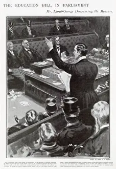 Measures Prints: David Lloyd-George denouncing the measures to make the control of religious teaching to