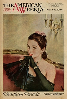 Images Dated 17th October 2011: David Wright woman in black evening dress with fan