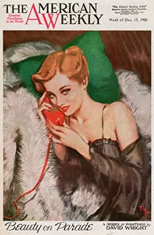 Speaking Collection: David Wright woman in black negligee on red telephone