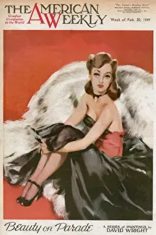 David Wright woman in black and red evening dress