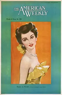 Strapless Prints: David Wright woman in gold coloured evening dress