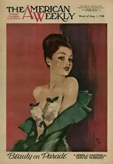 Sensual Prints: David Wright woman in green and white outfit