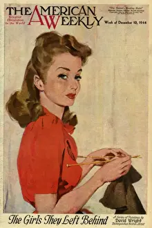 Sensual Prints: David Wright woman with her knitting