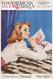 Sensual Prints: David Wright woman looking at a fashion catalogue