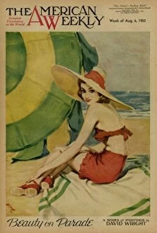 David Wright woman in a red bikini on the beach