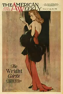 Sensual Prints: David Wright woman in red evening dress