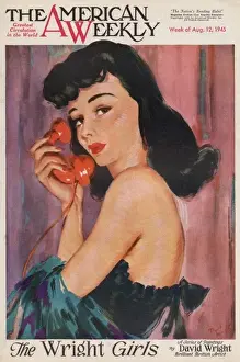 David Wright woman with red telephone