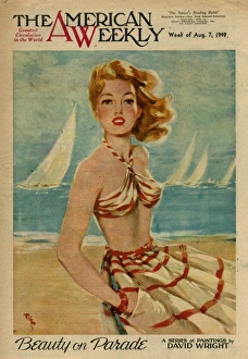 Images Dated 17th October 2011: David Wright woman in red and white beachwear