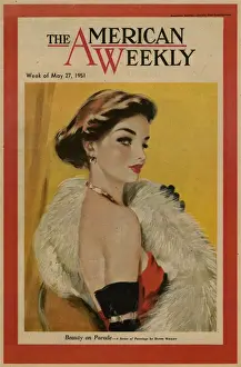 Stole Prints: David Wright woman in a white fur
