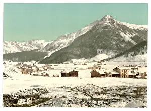 Grisons Prints: Davos, Dorfli and Seehorn, in winter, Grisons, Switzerland