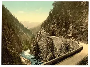 Grisons Prints: Davos, a part of the Landwasserstrasse, Grisons, Switzerland