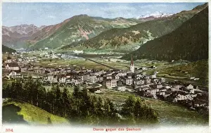 Grisons Prints: Davos viewed from the slopes of the Seehorn, Switzerland