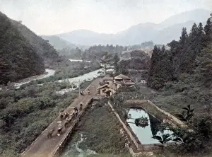 Daya river, on the road to Lake Chuzenji, Japan circa 1880s. Date: circa 1880s