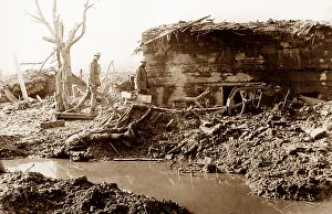 Bunker Prints: Dead soldiers outside bunker, Garter Point near