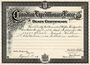 Images Dated 19th August 2019: DEATH CERTIFICATES 1916
