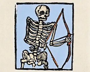 Death depicted with a bow and arrow