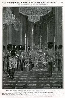 Death of Edward VII - soldiers guard coffin 1910