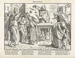 Weigh Prints: Death holding scales in front of a tavern